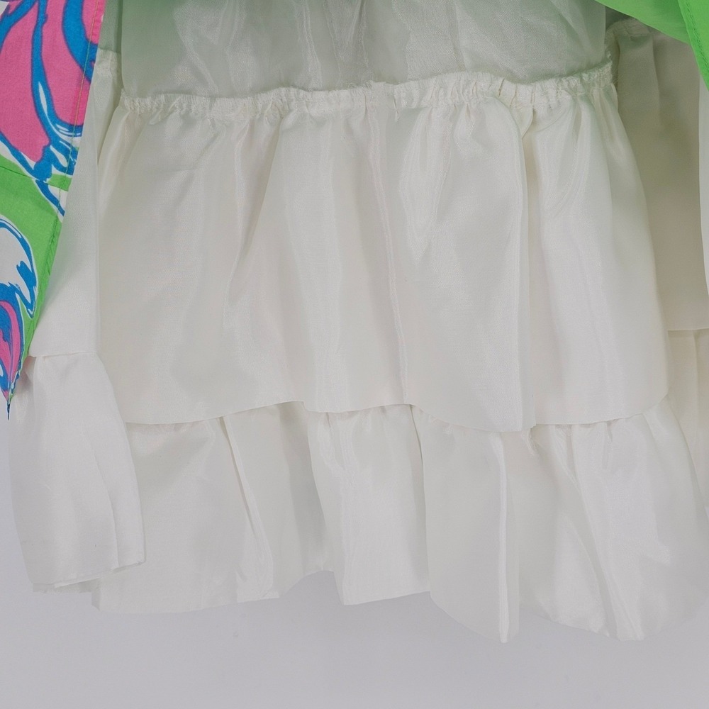Lilly Pulitzer Langley Silk Cotton Strapless Dress 00 Green Floral Beaded Preppy - Picture 5 of 16